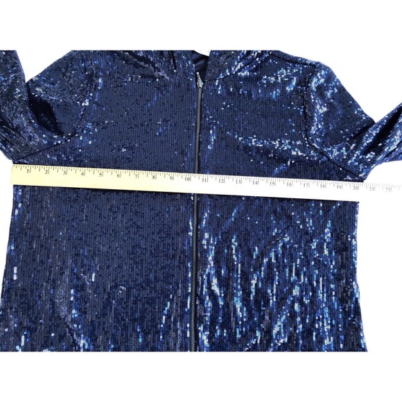 Zenergy Jacket Womens Small Blue Sequin Hooded Party Sparkle Swift Chicos Size 1 - Picture 6 of 10